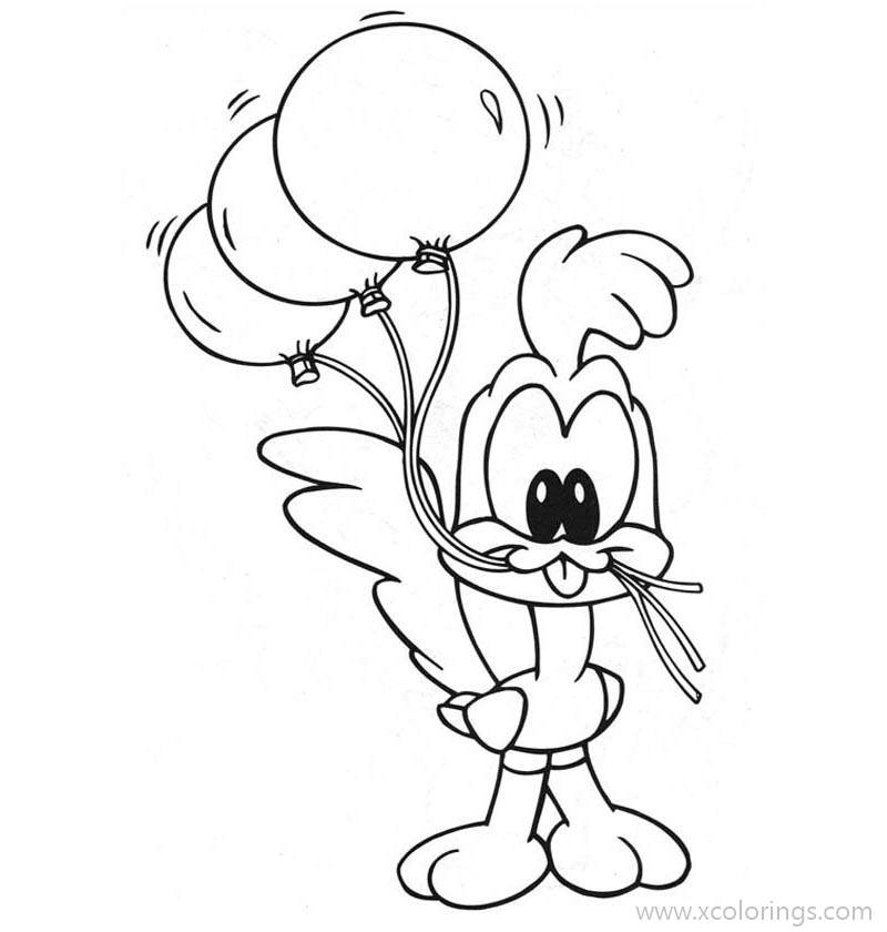 Free Baby Looney Tunes Coloring Pages Baby Road Runner with Balloons printable