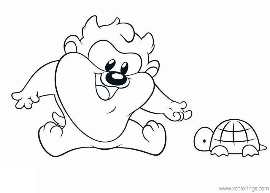 Free Baby Looney Tunes Coloring Pages Baby Taz and Turtle printable