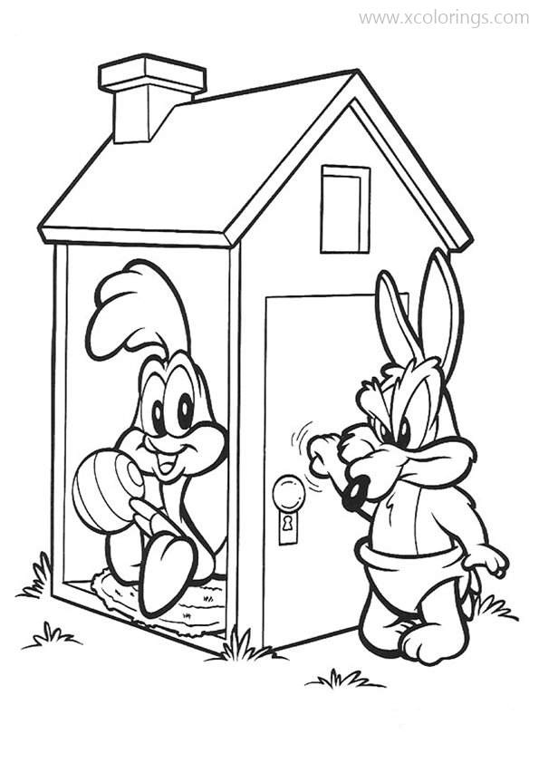 Free Baby Looney Tunes Coloring Pages Baby Wile E and Baby Road Runner printable
