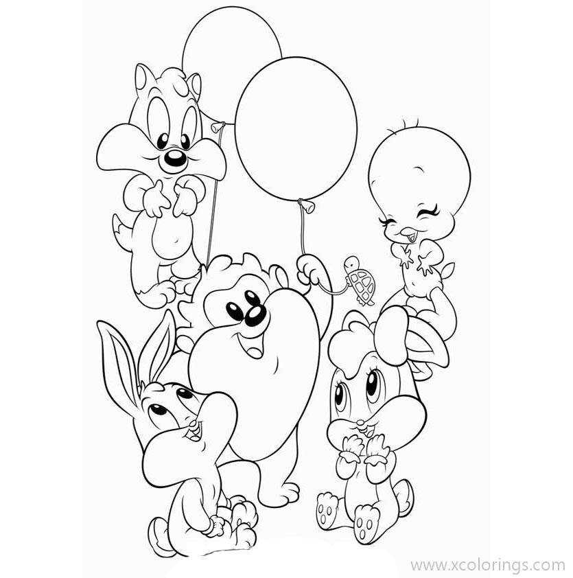 Free Baby Looney Tunes Coloring Pages Play Balloons printable