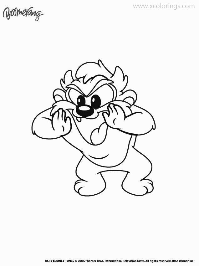 Free Baby Looney Tunes Coloring Pages Taz is Shouting printable