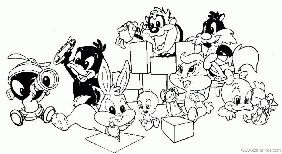 Free Baby Looney Tunes with Gifts Coloring Pages printable