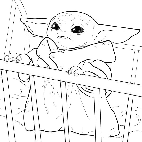 Baby Yoda Outline Coloring Pages - XColorings.com