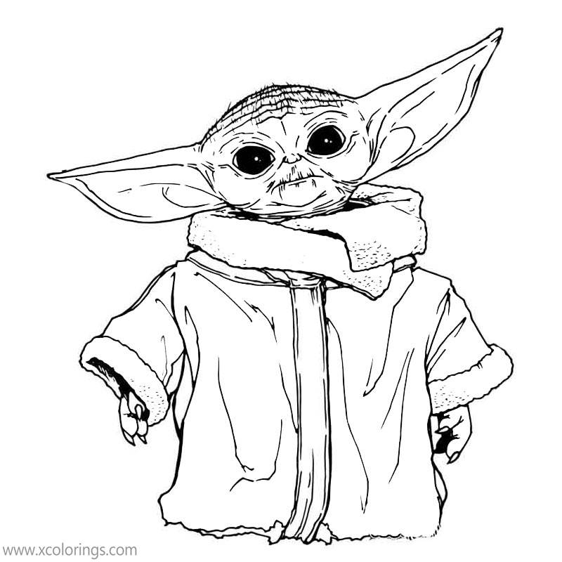 Baby Yoda and Stitch Coloring Pages - XColorings.com