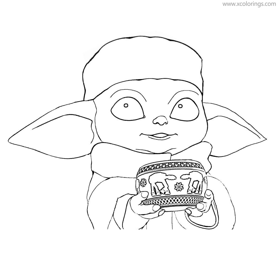 Free Baby Yoda Coloring Pages Yoda with A Bowl printable