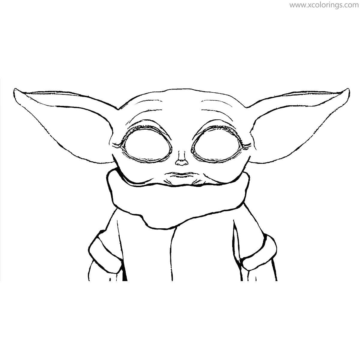 Free Baby Yoda Coloring Pages with Big Ears printable