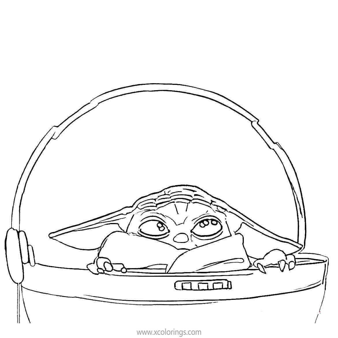 Free Baby Yoda Coloring Pages with His Shelter printable