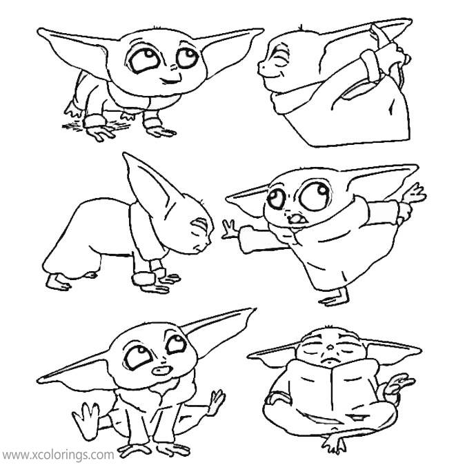 Free Baby Yoda Emotions Coloring Pages printable