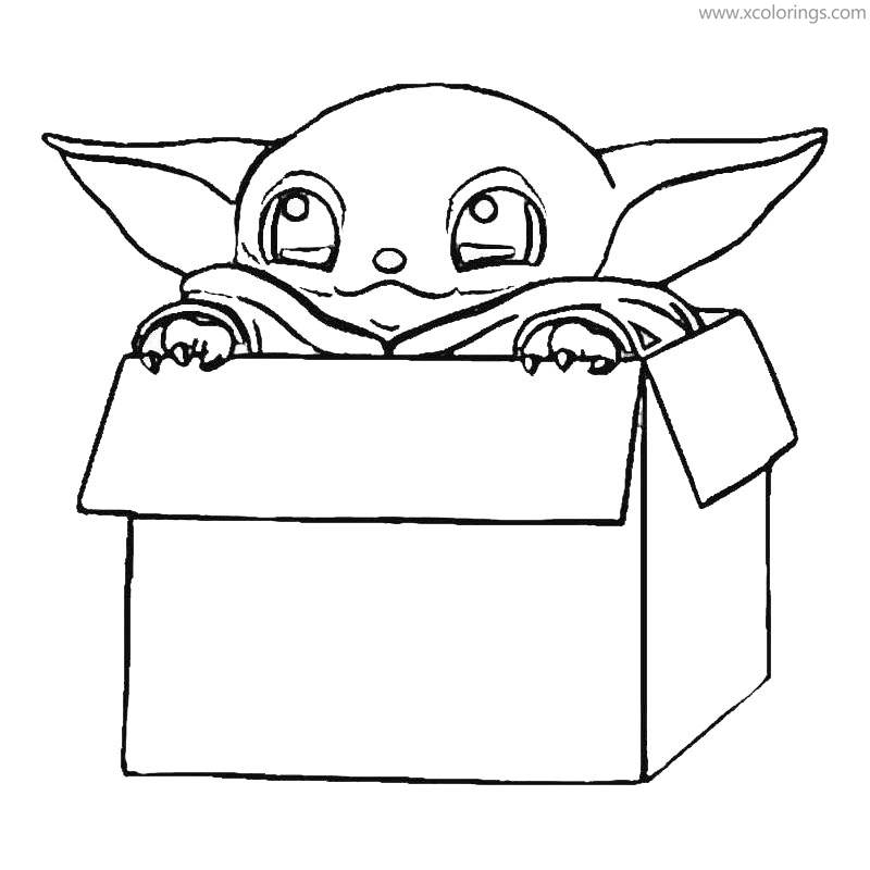 Free Baby Yoda In A Box Coloring Pages printable