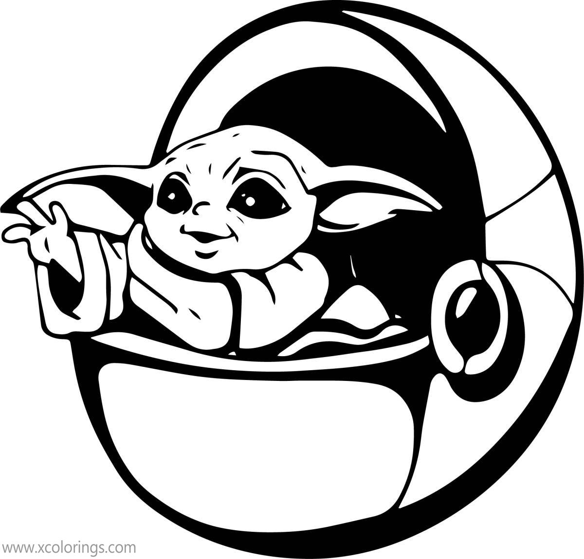 Free Baby Yoda In Cradle Coloring Pages printable