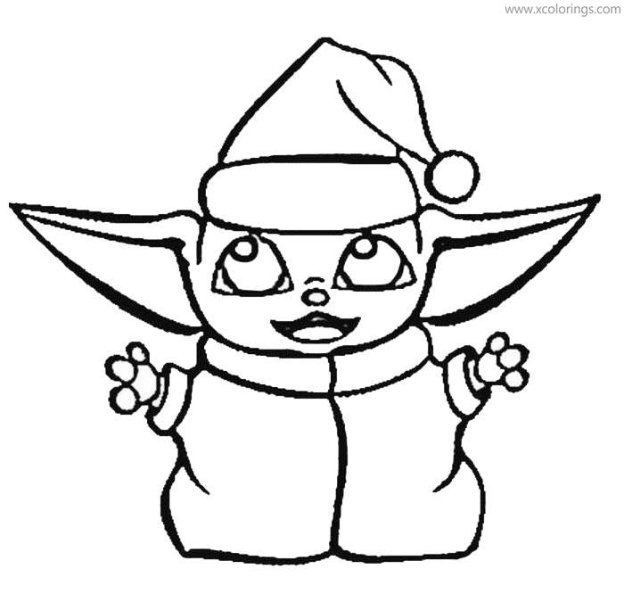 Baby Yoda In Hat Coloring Pages - XColorings.com