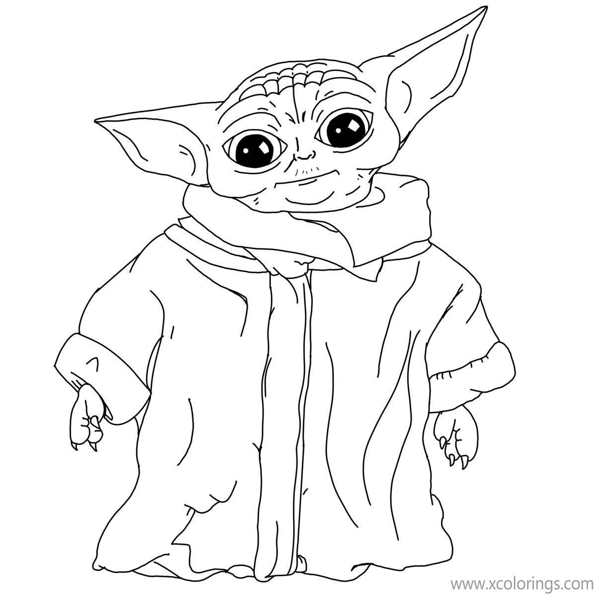 Free Baby Yoda Lineart Coloring Pages printable