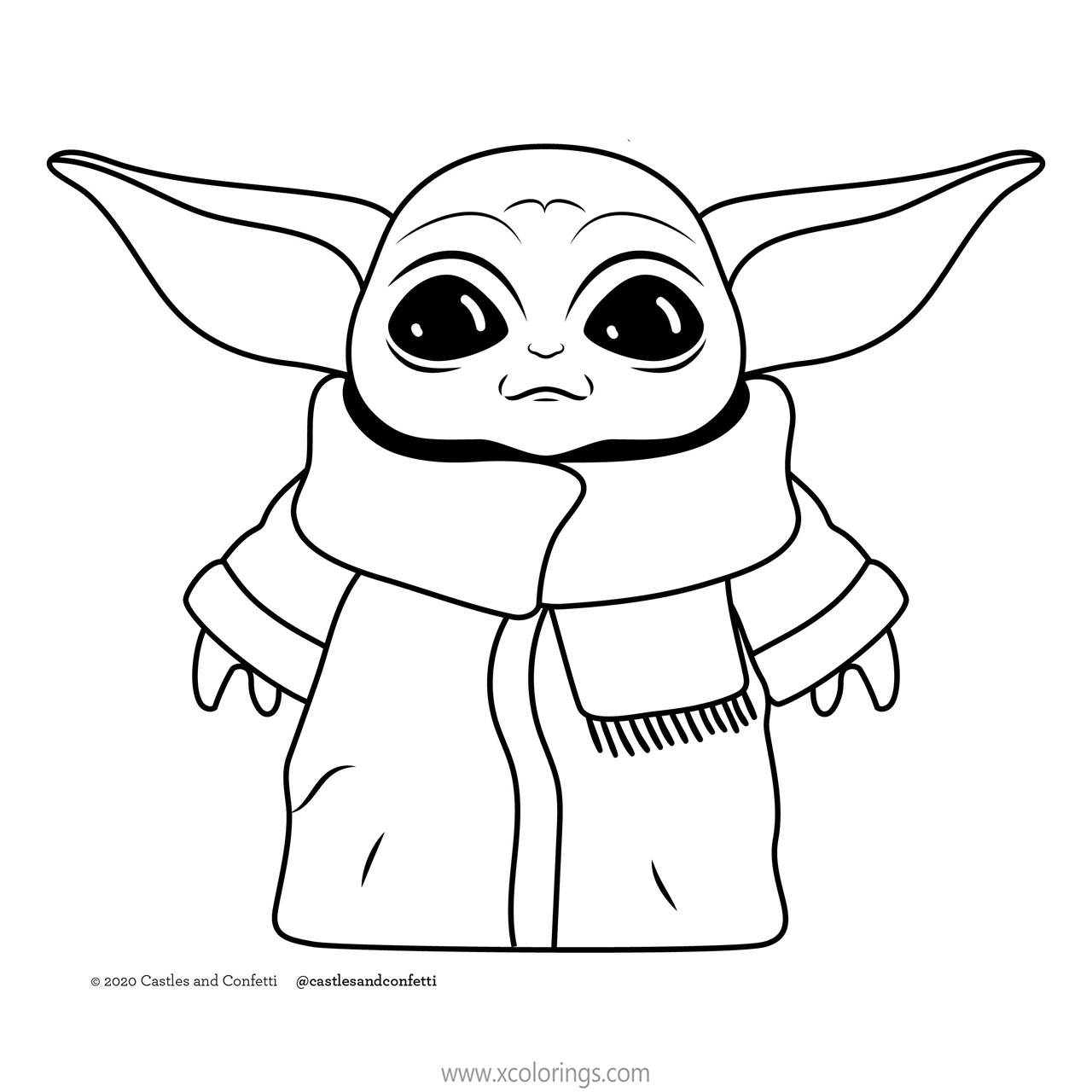 Free Baby Yoda Outline Coloring Pages printable
