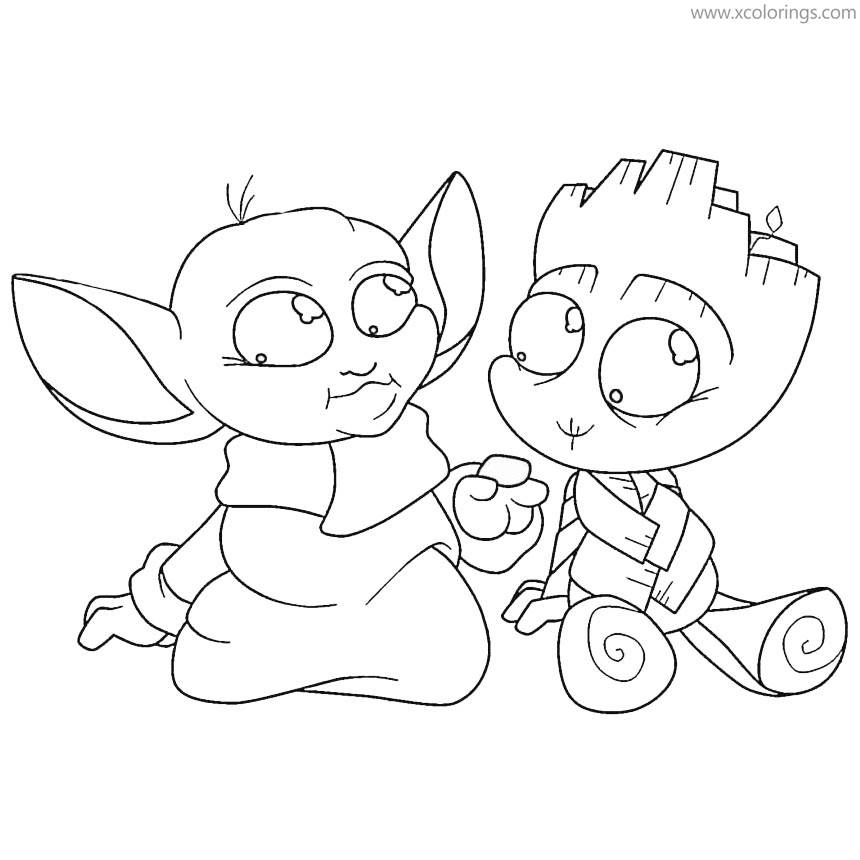 Free Baby Yoda and Baby Groot Coloring Pages printable