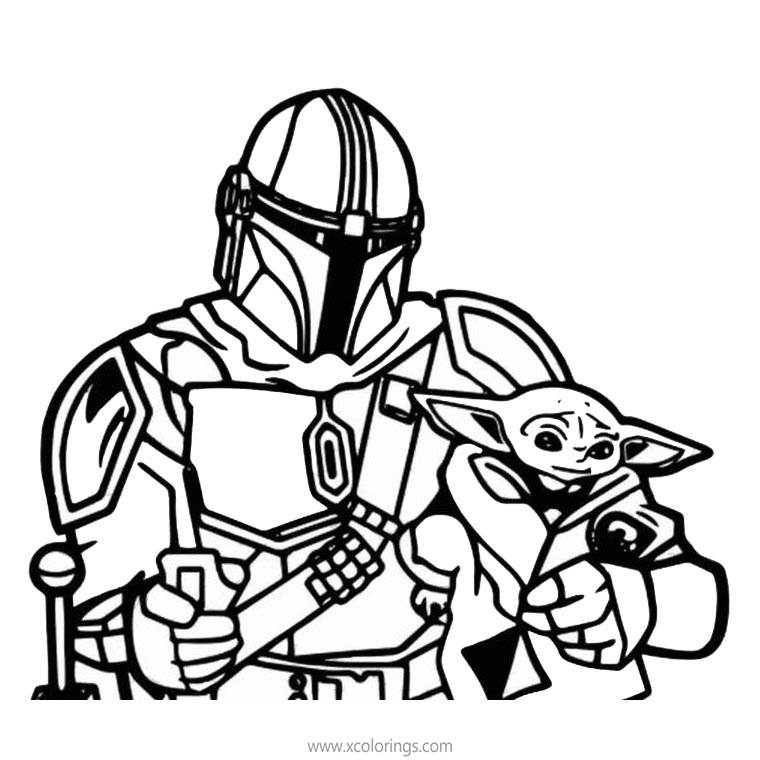 Baby Yoda and Stitch Coloring Pages - XColorings.com