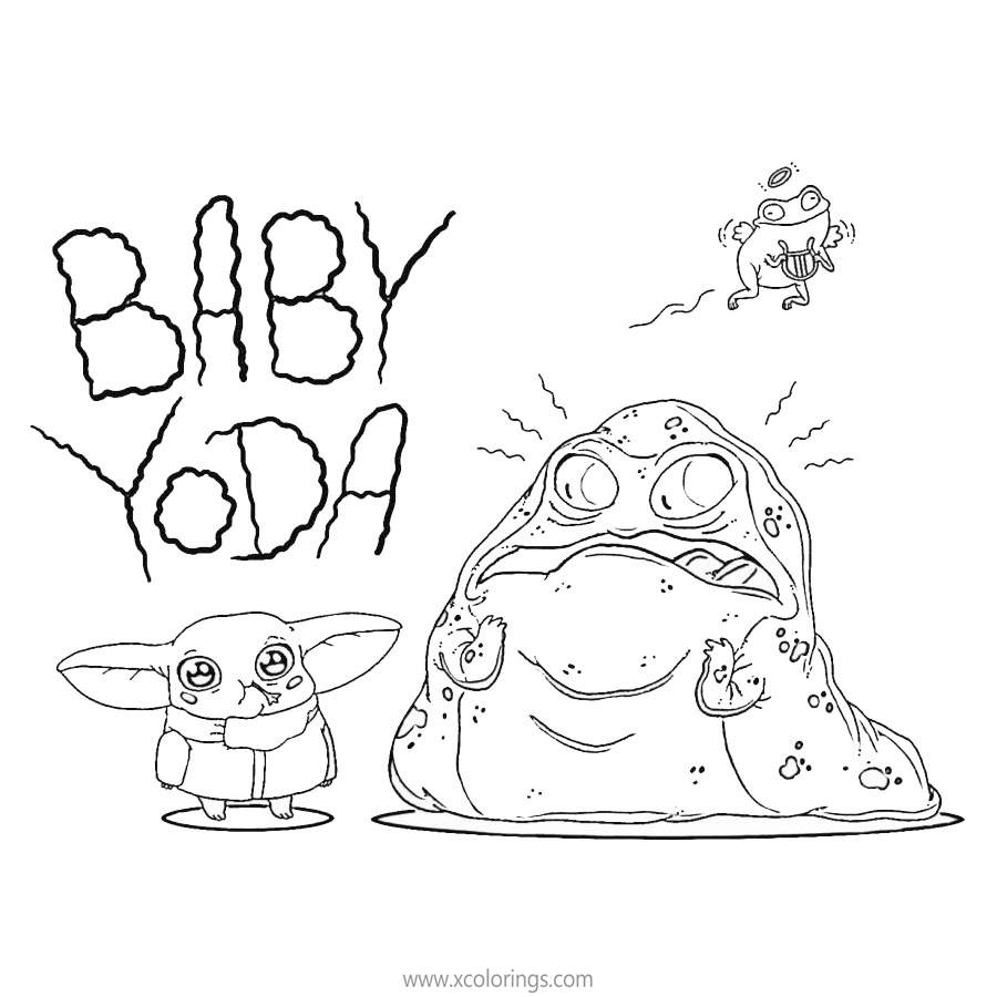 Baby Yoda and Stitch Coloring Pages - XColorings.com