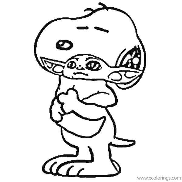 Free Baby Yoda and Snoopy Coloring Pages printable