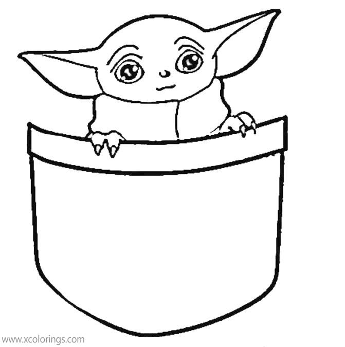 Free Baby Yoda in Pocket Coloring Pages printable