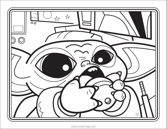 Free Baby Yoda is Having Food Coloring Pages printable