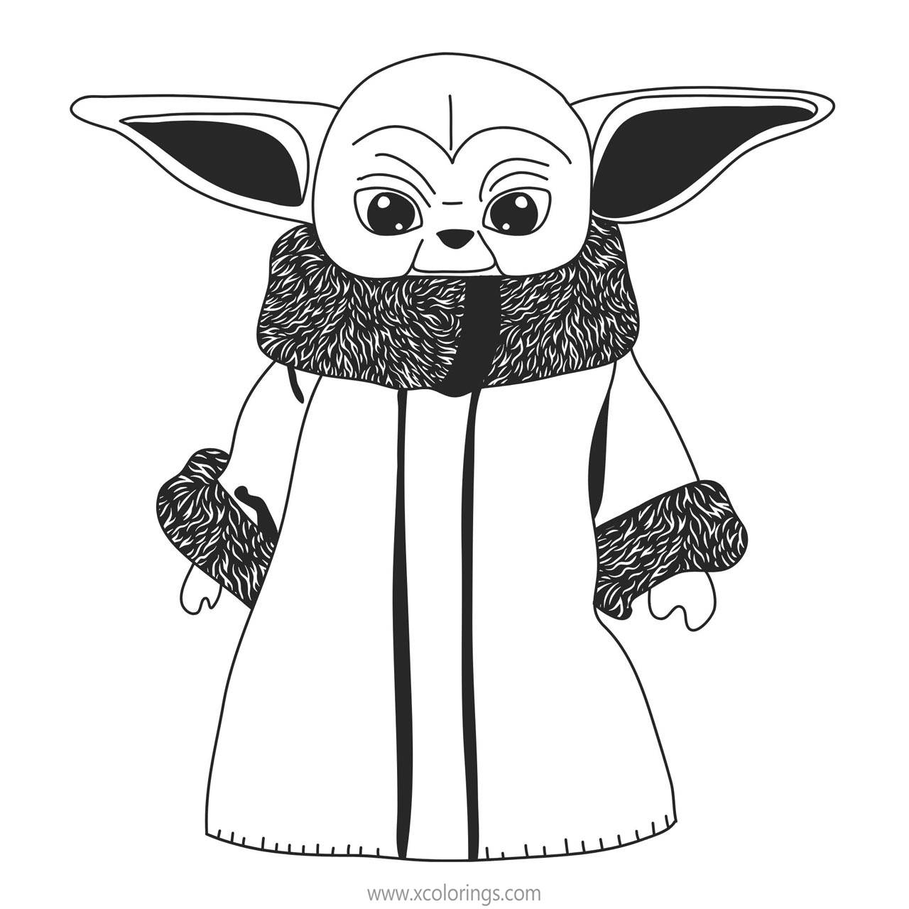 Free Baby Yoda with Coat Coloring Pages printable
