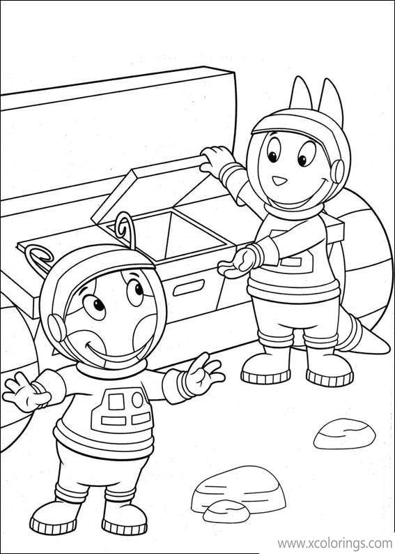 Free Backyardigans Coloring Pages Austin and Uniqua as Astronauts printable