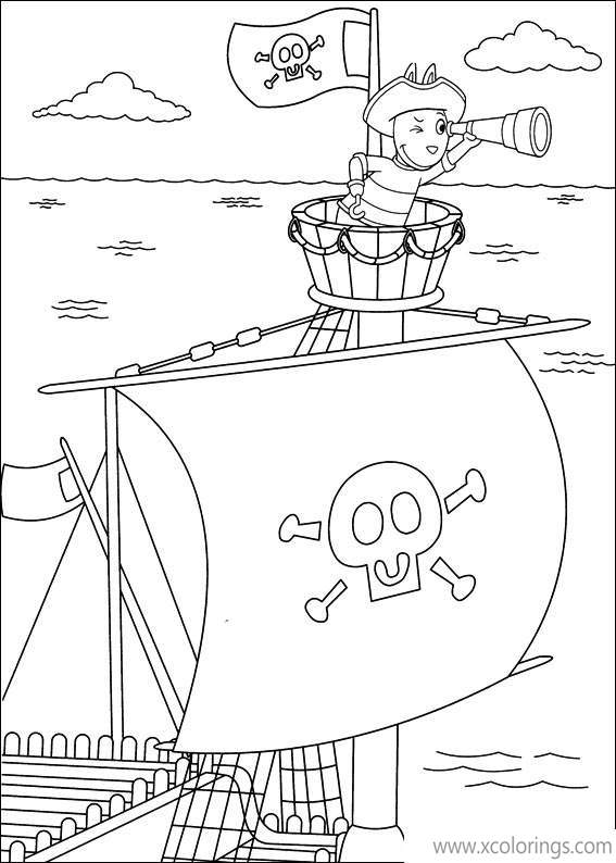 Free Backyardigans Coloring Pages Pirates Uniqua with a Telescope printable