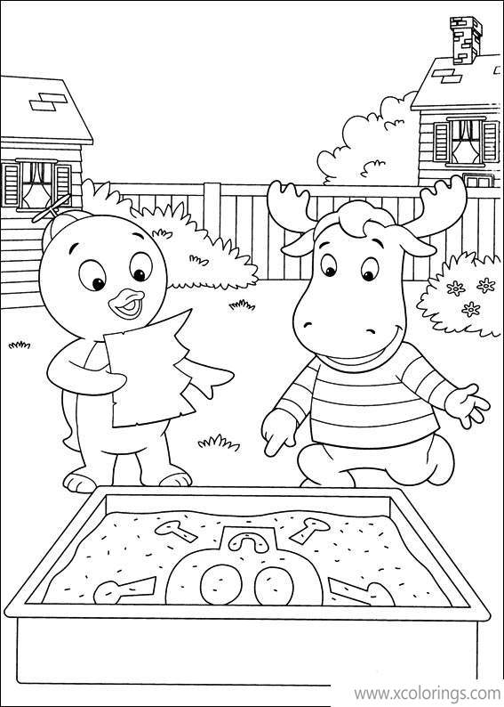 Free Backyardigans Coloring Pages Playing Game with a Paper printable