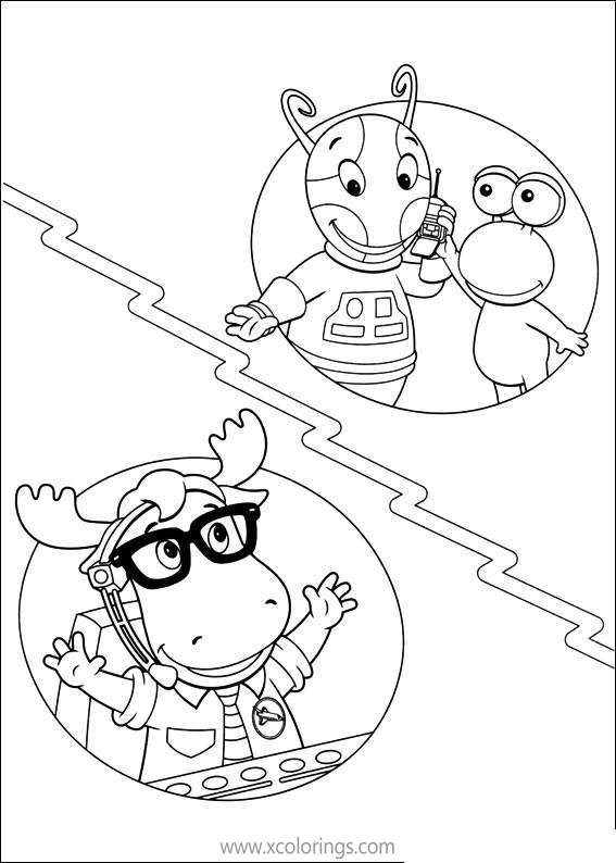 Free Backyardigans Coloring Pages Tyrone Taking a Phone Call with Uniqua printable