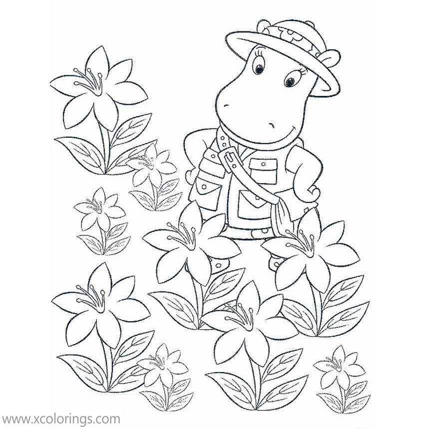 Free Backyardigans Coloring Pages Uniqua Looking the Flowers printable