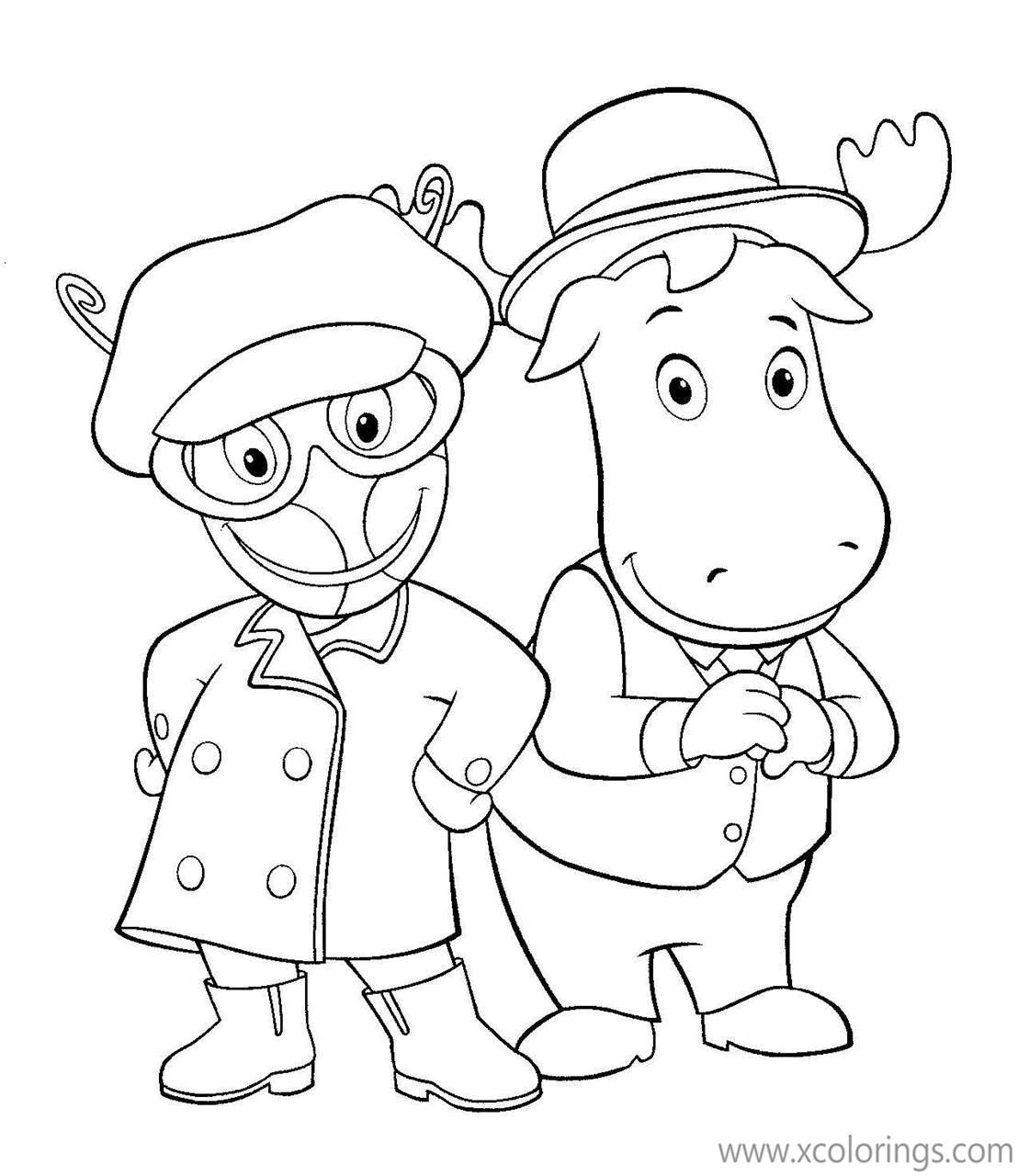 Free Backyardigans Coloring Pages Uniqua and Tyrone in the Hats printable
