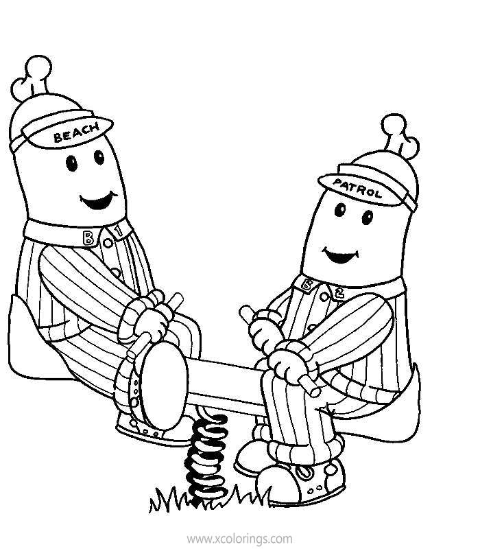Free Bananas In Pajamas Coloring Pages Playing Seesaw printable