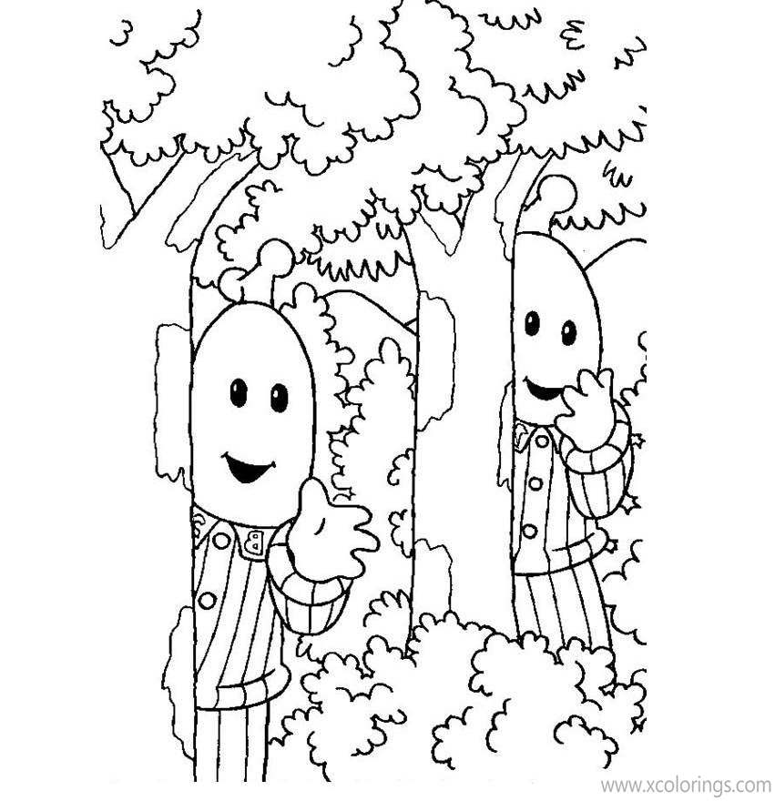 Free Bananas In Pyjamas Coloring Pages B1 and B2 Playing In the Woods printable