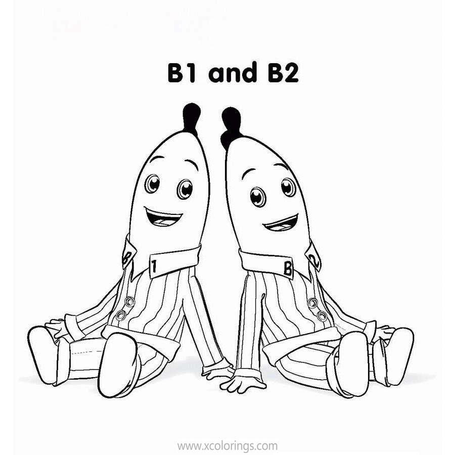 Free Bananas In Pyjamas Coloring Pages B1 and B2 Sitting On the Ground printable