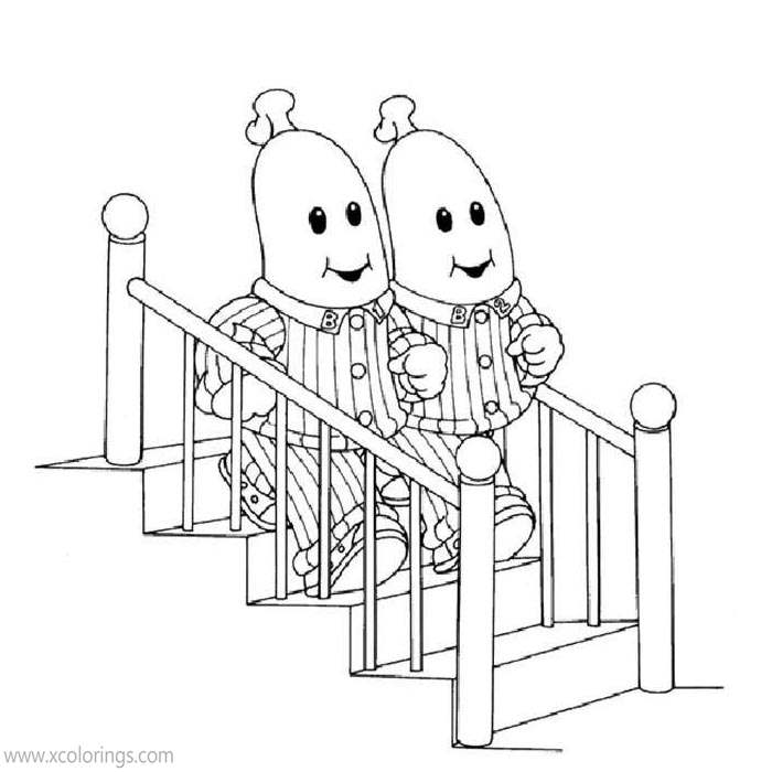 Free Bananas In Pyjamas Coloring Pages Get Down The Stairs printable