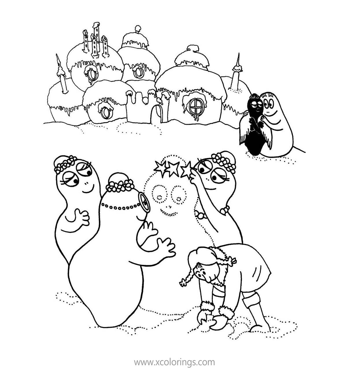 Free Barbapapa Coloring Pages Build a Snowman printable