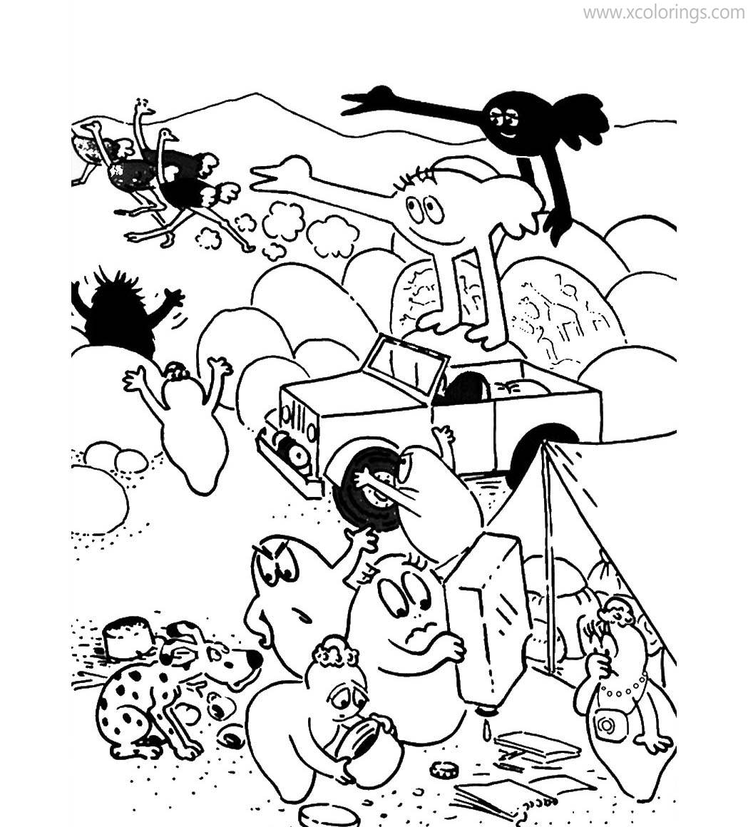 Free Barbapapa Coloring Pages Camping in Africa printable