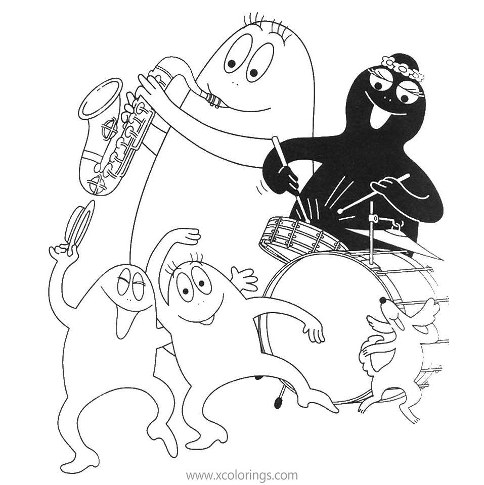 Free Barbapapa Coloring Pages Dance with Music printable