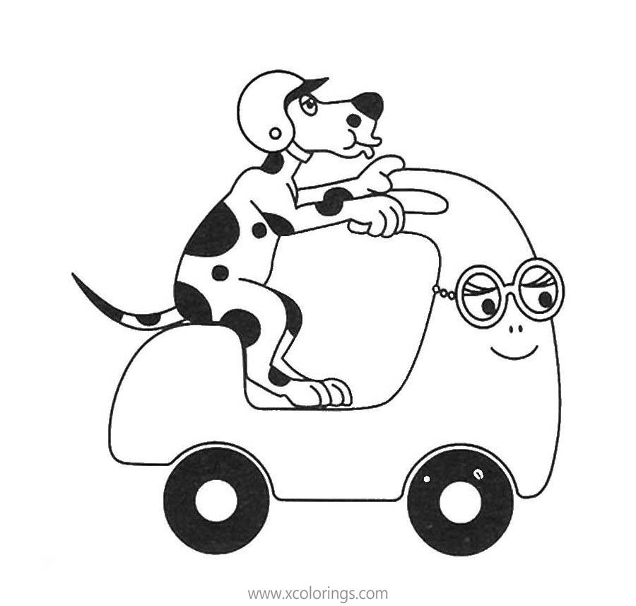 Free Barbapapa Coloring Pages Dog Riding a Scooter printable