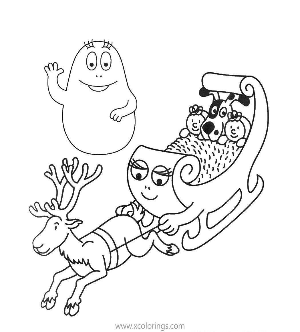 Free Barbapapa Coloring Pages Dog in the Sleigh printable
