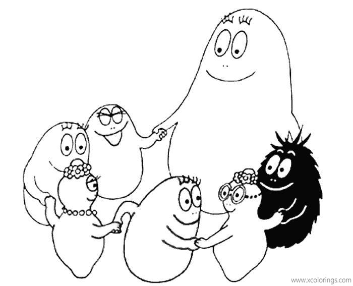 Free Barbapapa Coloring Pages Family Playing a Game Together printable