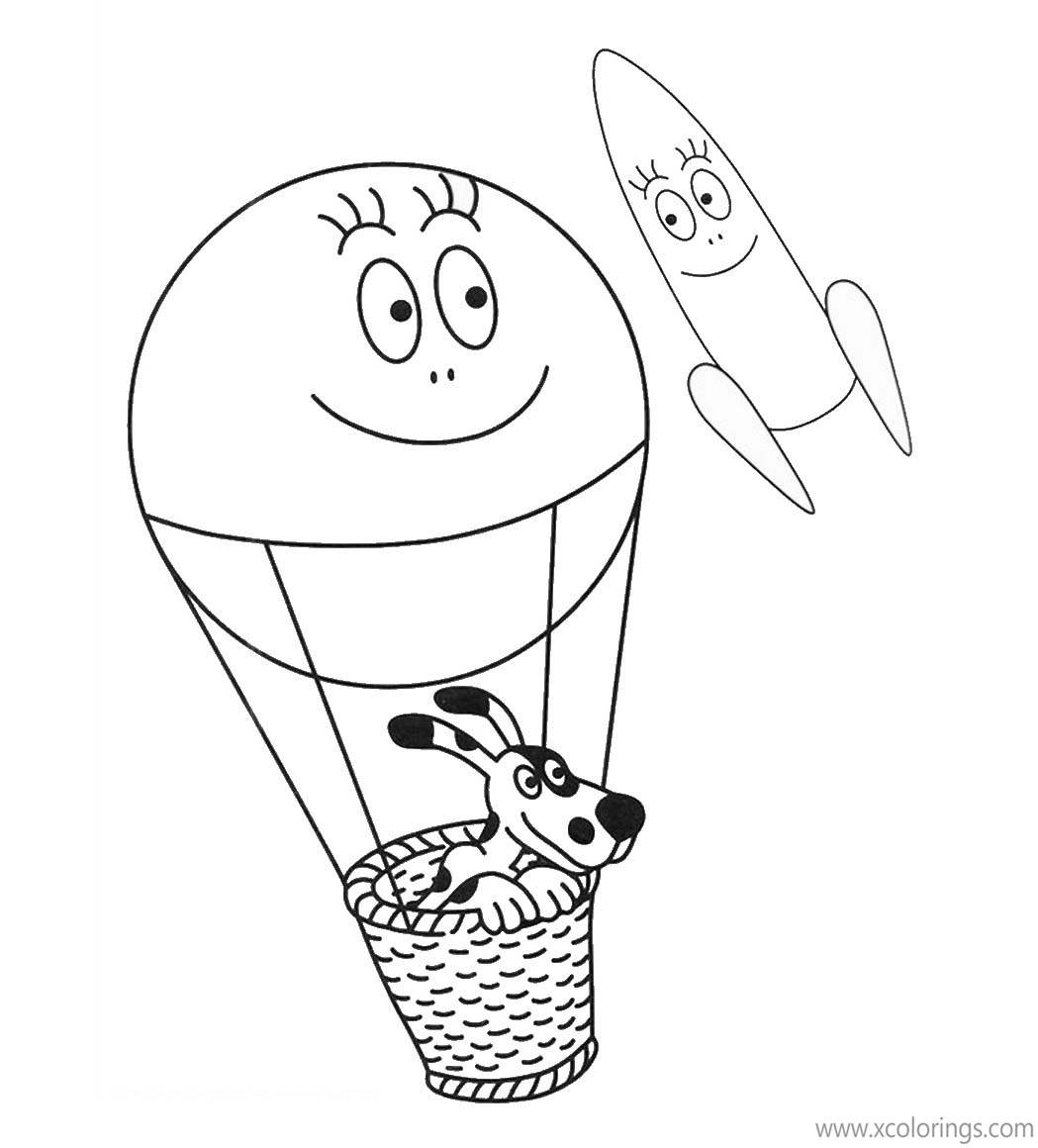 Free Barbapapa Coloring Pages Hot Air Balloon and Rocket printable