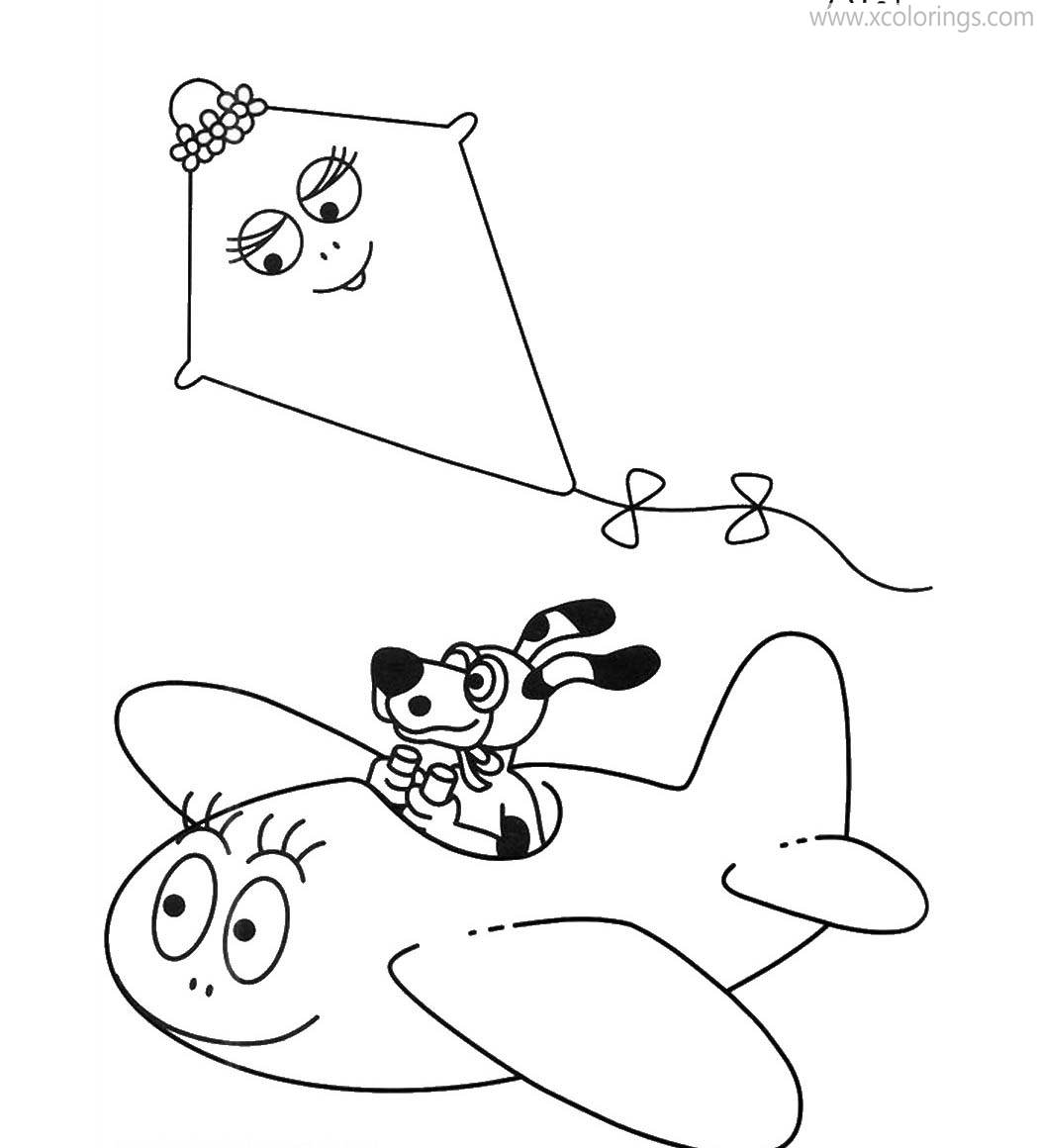 Free Barbapapa Coloring Pages Kite and Plane printable