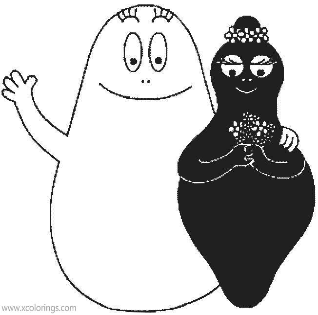Free Barbapapa with Barbamama Coloring Pages Black and White printable