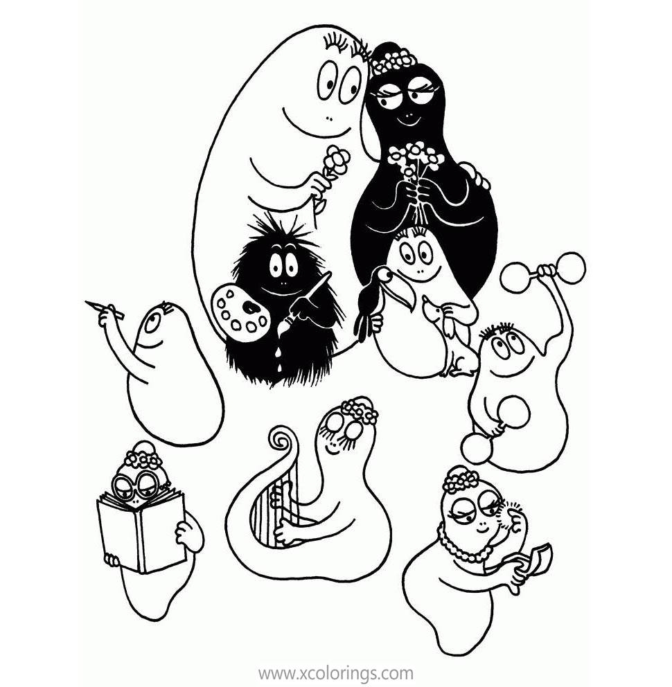 Free Barbapapa with Children Coloring Pages printable