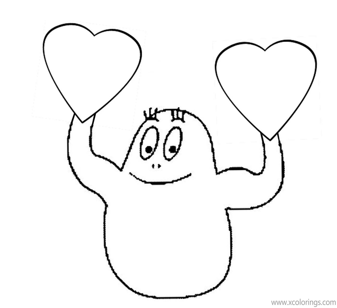 Free Barbapapa with Hearts Coloring Pages printable