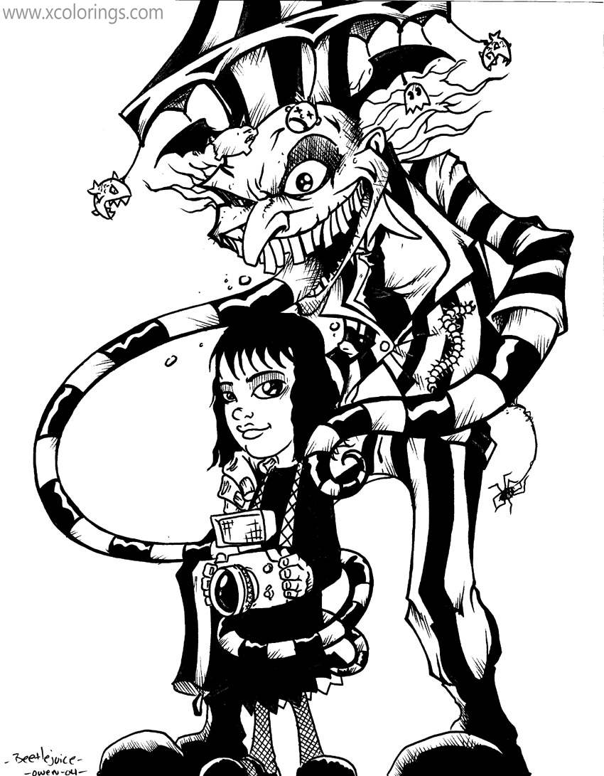 Free Beetlejuice and Lydia Coloring Pages by Dreekzilla printable