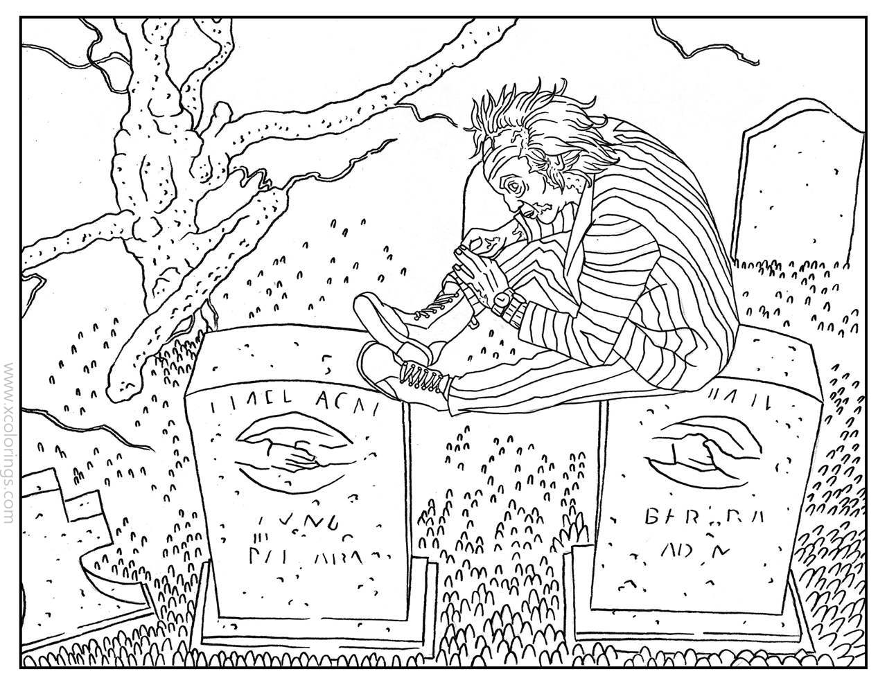 Free Beetlejuice at Cemetery Coloring Pages printable