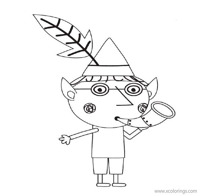 Free Ben And Holly Coloring Pages Ben Blowing the Horn printable