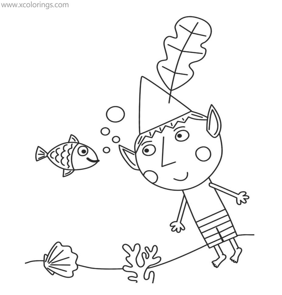 Free Ben And Holly Coloring Pages Ben Diving with Big Bad Barry printable