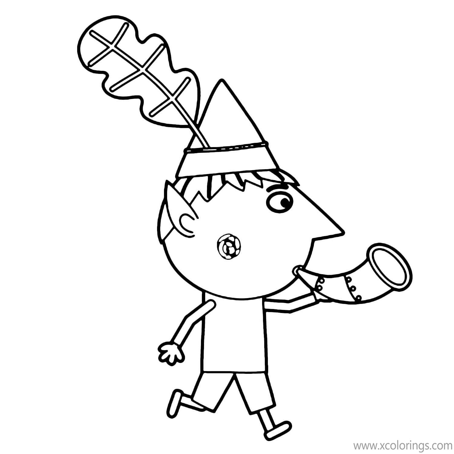 Free Ben And Holly Coloring Pages Elf Play with A Horn printable